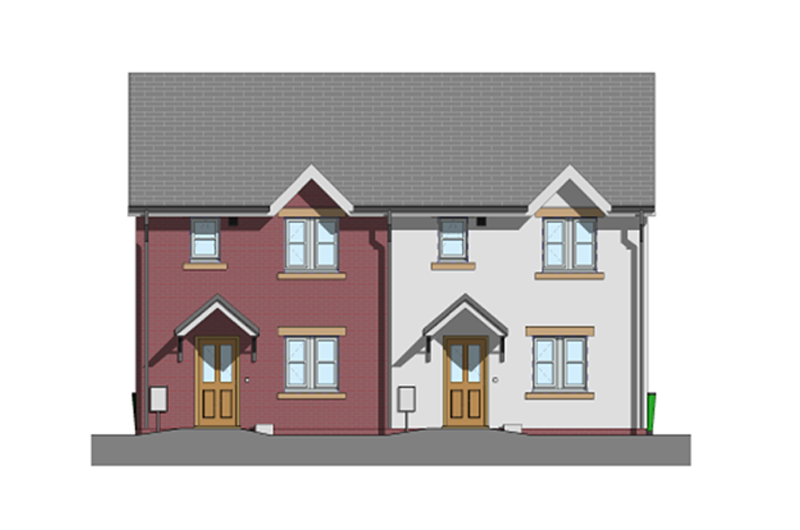 CGI of two semi detached houses at Heol Berwyn