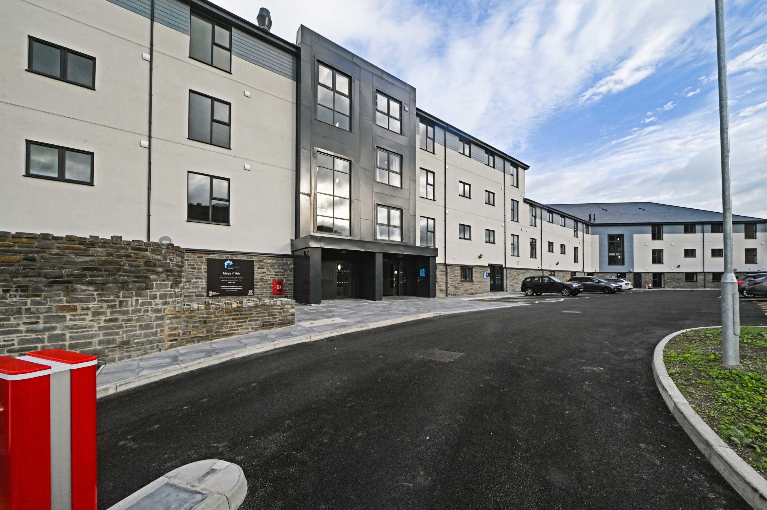 WWH Extra Care Scheme Maes Y Mor exterior view of front of building