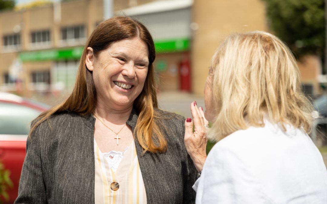 WWH GCEO talking with representative from Age Cymru